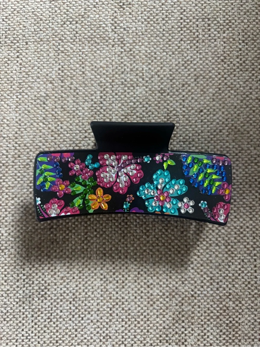 Hand Crafted Floral Rhinestone Hair Claw Clip